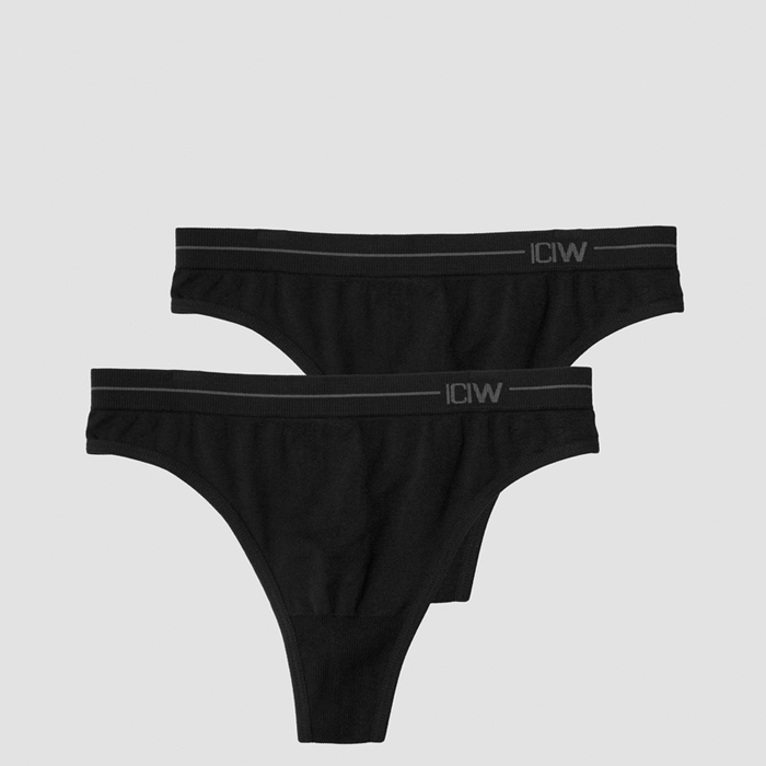 ICANIWILL Everyday Seamless Thong 2-pack Black