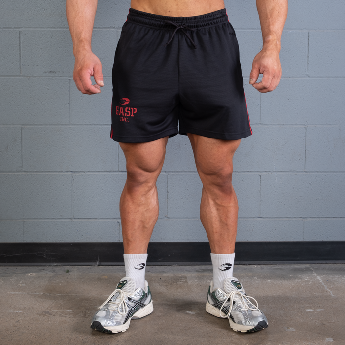 2 Stripe St. Mesh Shorts, Musta/Punainen