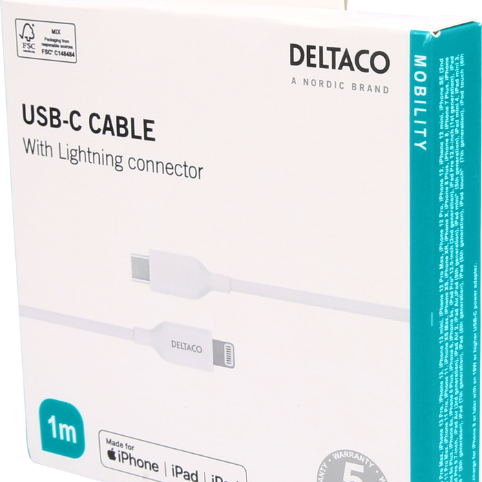 USB-C Lightning-latauskaapeli Valkoinen 1 m