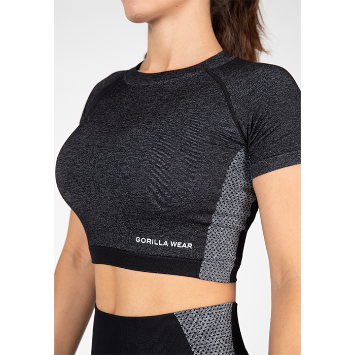 Selah Seamless Crop Top, Black