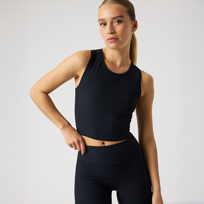 Studio Ribbed Cropped Tank-toppi Musta