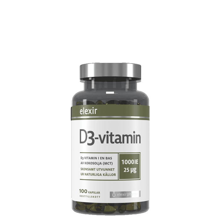 Elexir Pharma D3-vitamin 25 mcg 1000 IE 100 kapselia