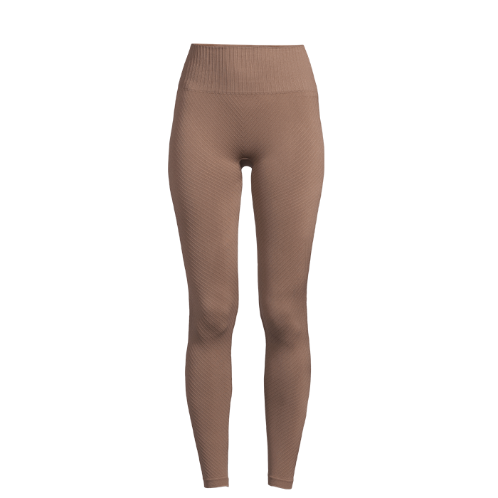 Seamless Graphical Rib High Waist Tights, Taupe Brown