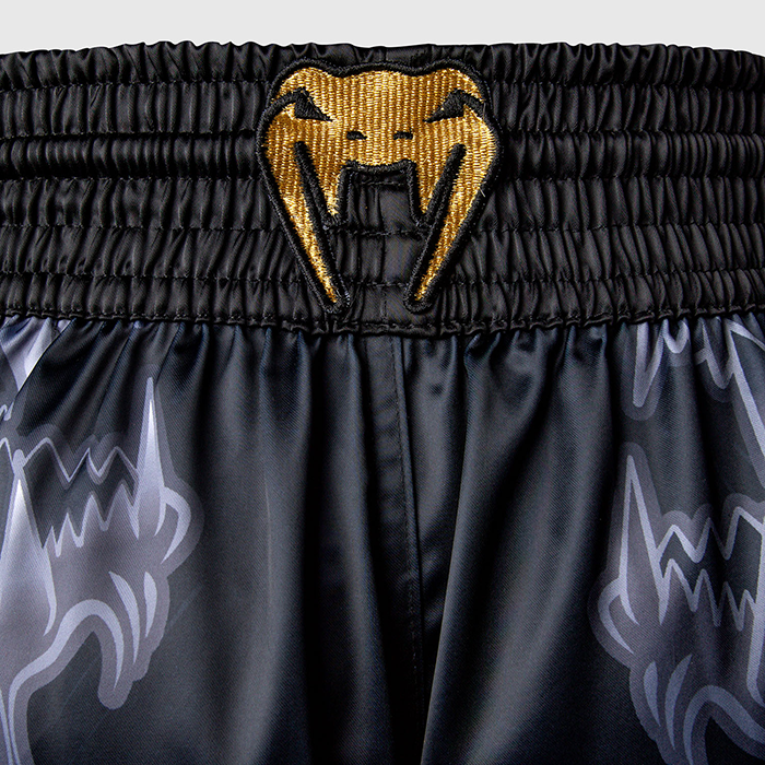 Venum Wolf Atak Muay Thai Shorts Musta Harmaa