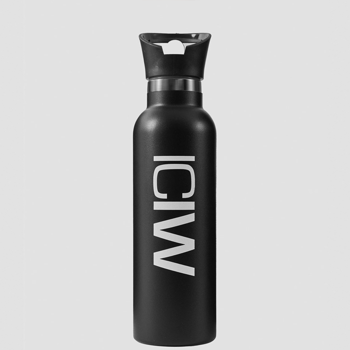 Vesipullo Ruostumatonta Ter&auml;st&auml; 600 ml Musta/Valkoinen