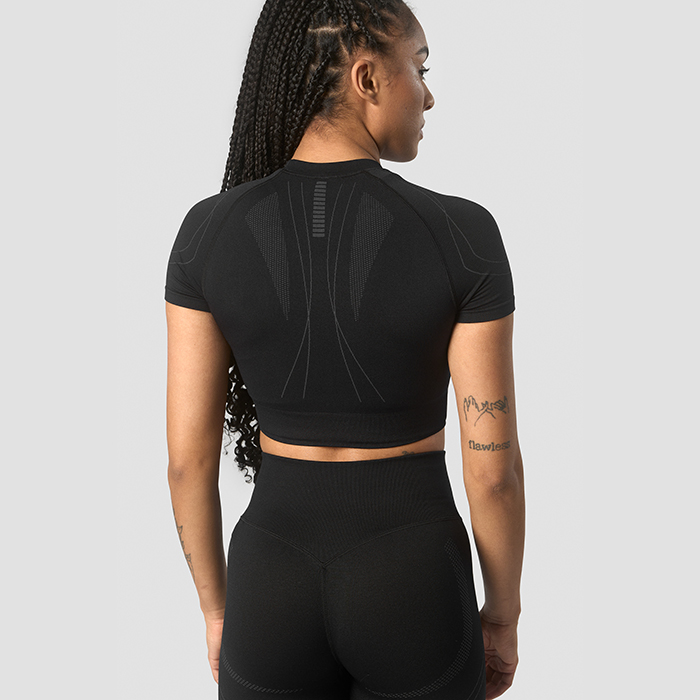 Ultra Seamless Cropped T-paita Naiset, Musta