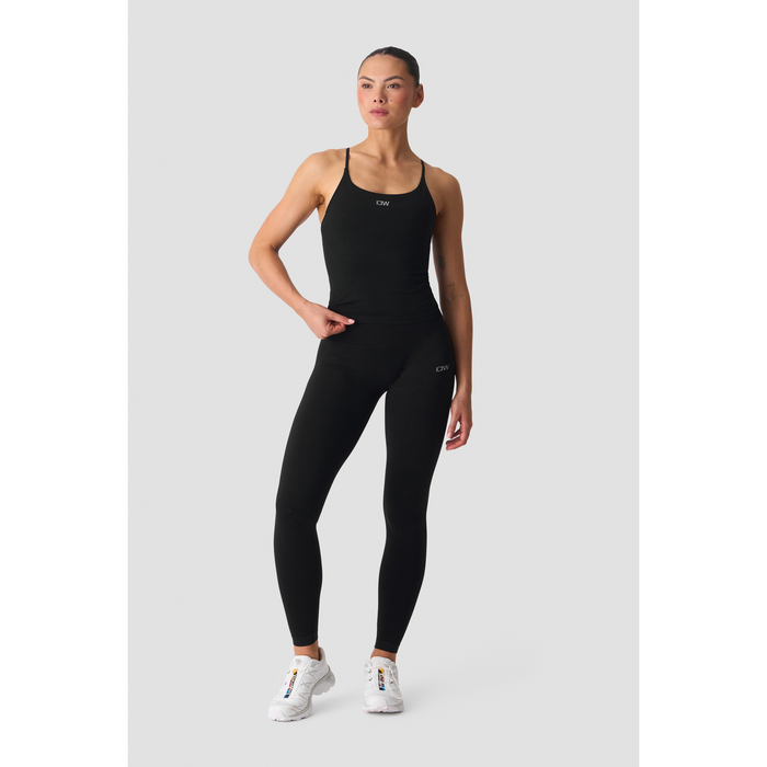 Smooth Seamless 2 in 1 Toppi Ohuet Olkaimet Musta