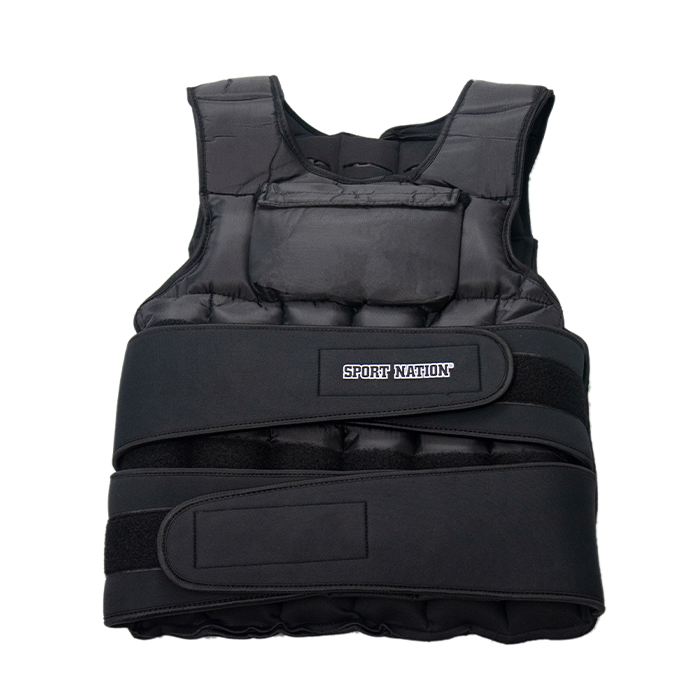 Sport Nation Adjustable Weight Vest with front pocket 10 kilo, Black