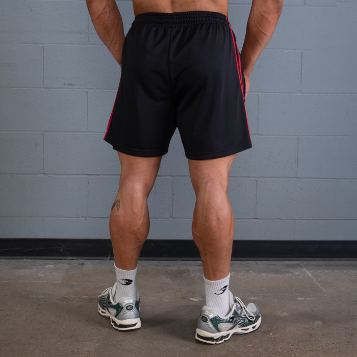 2 Stripe St. Mesh Shorts, Musta/Punainen