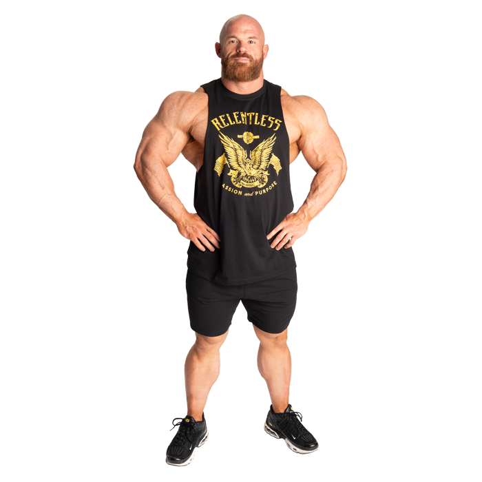Relentless Cut Out T‑Paita Musta Keltainen