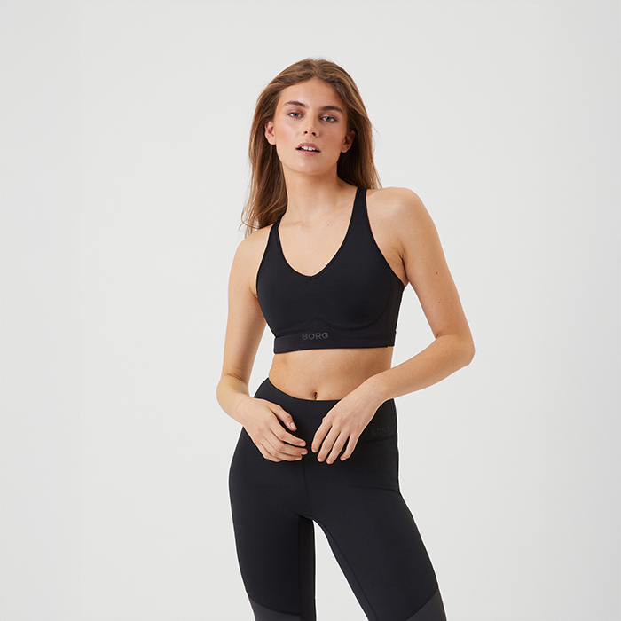 Mid V Support Sports Bra Musta