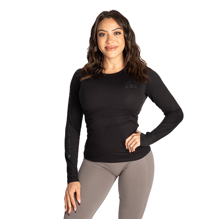 82 Pitkähihainen T-paita Musta