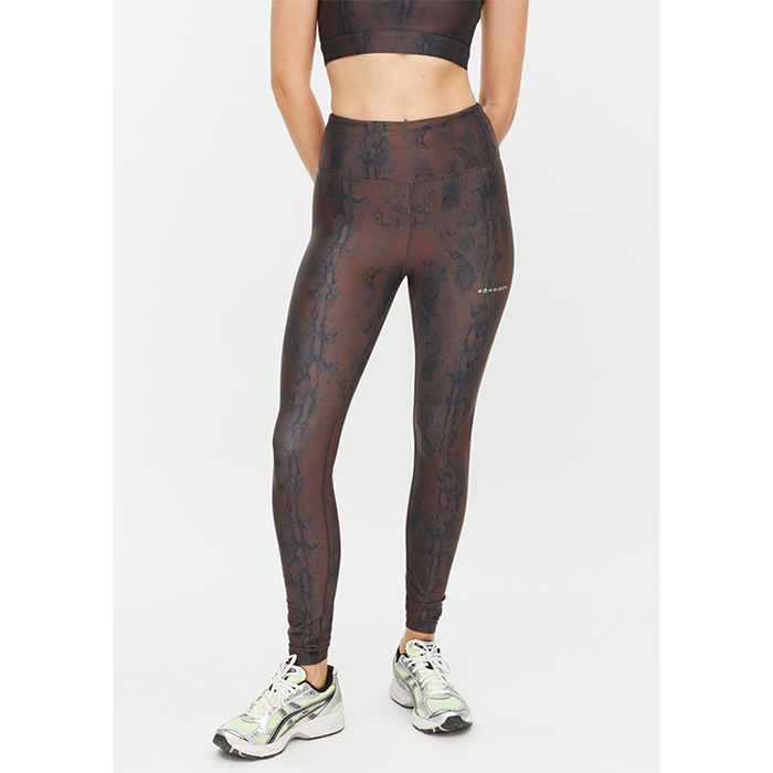 Printed High Waist Tights, Brown Snake