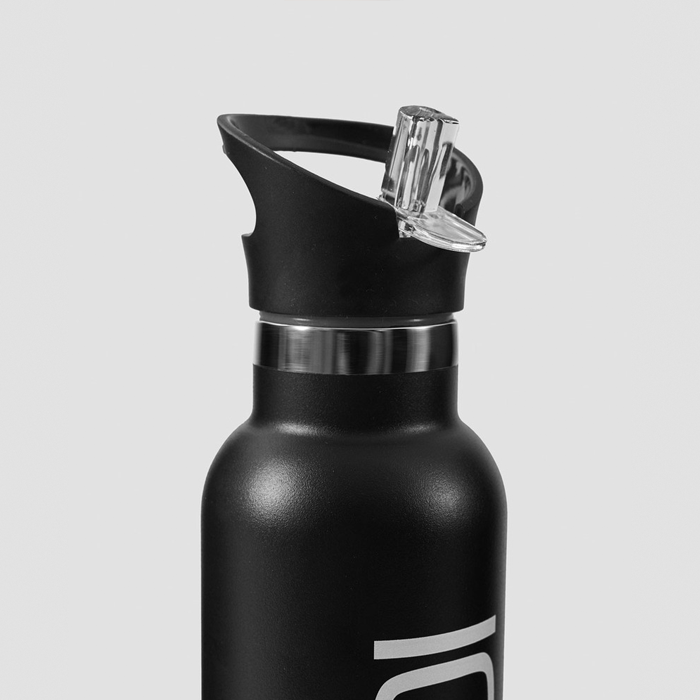 Vesipullo Ruostumatonta Ter&auml;st&auml; 600 ml Musta/Valkoinen