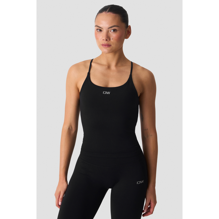 Smooth Seamless 2 in 1 Toppi Ohuet Olkaimet Musta