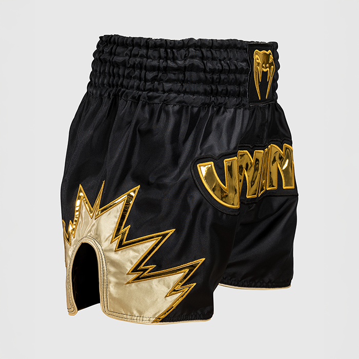 Inferno Muay Thai Shorts Musta Kulta