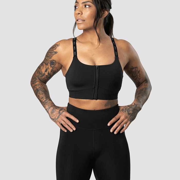 Ultimate Training Zipper Sports Bra, Black