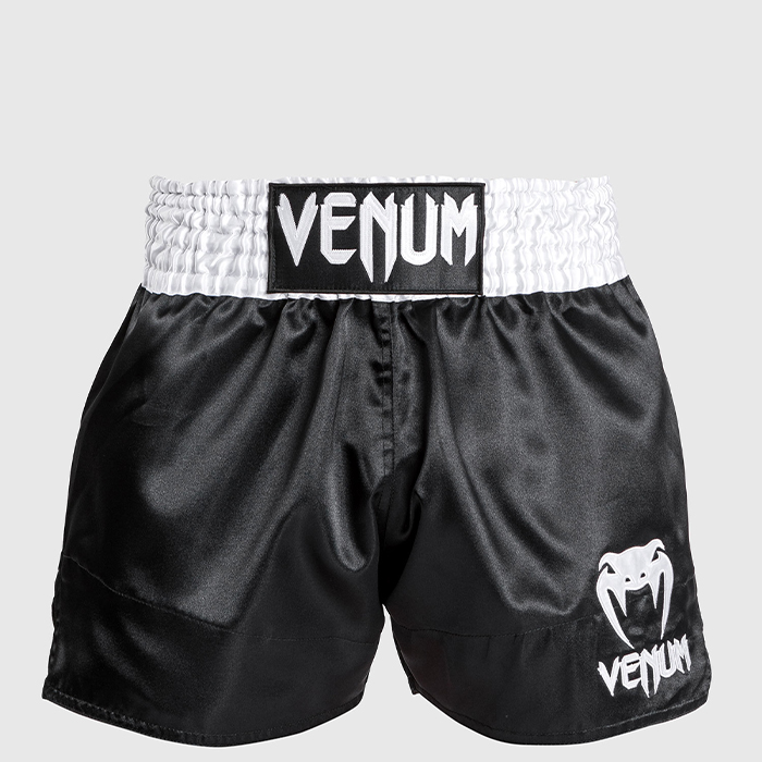 Classic-Muay Thai -Shortsit, Musta/Valkoinen