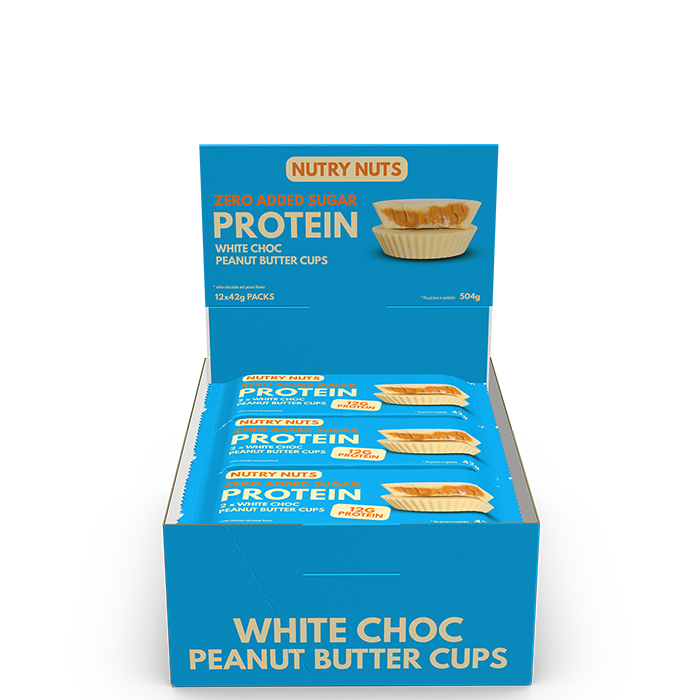 Box Nutry Nuts Protein Peanut Butter Cups 42 g Chocolate Hazelnut white_chocolate