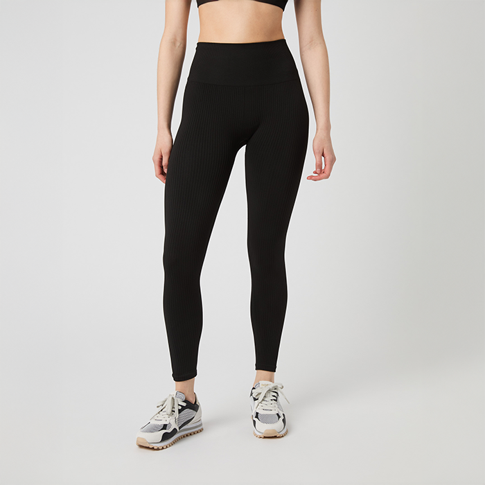 Seamless Ribbed Tights Musta