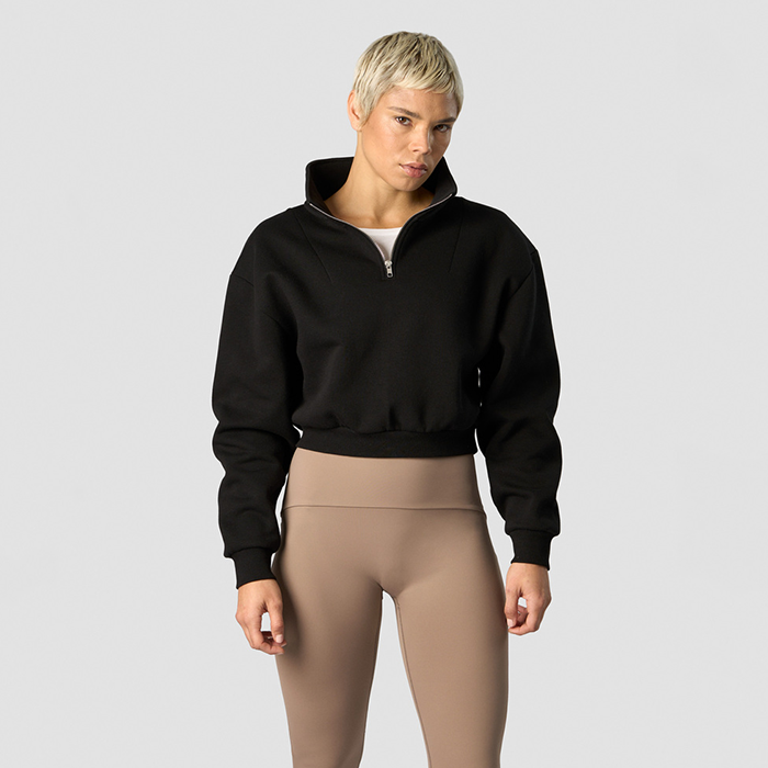 Nimble Cropped 1/4 Zip, Black