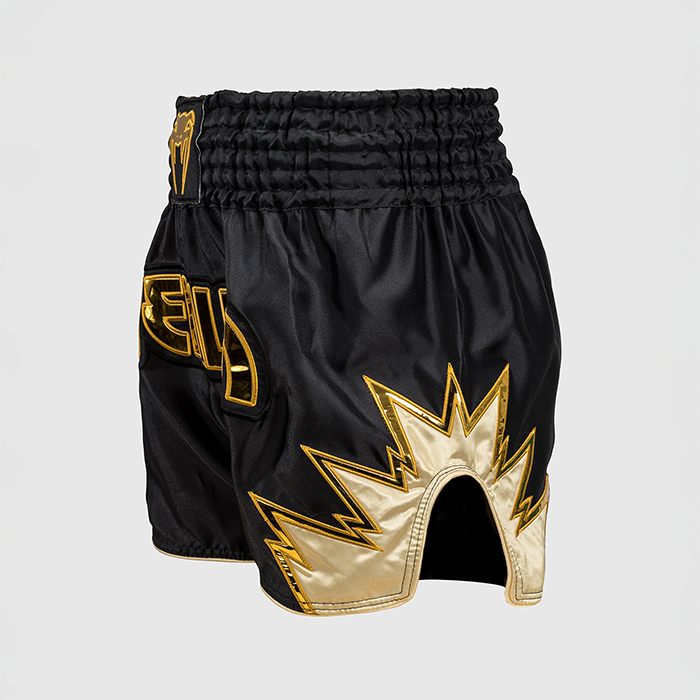 Inferno Muay Thai Shorts Musta Kulta