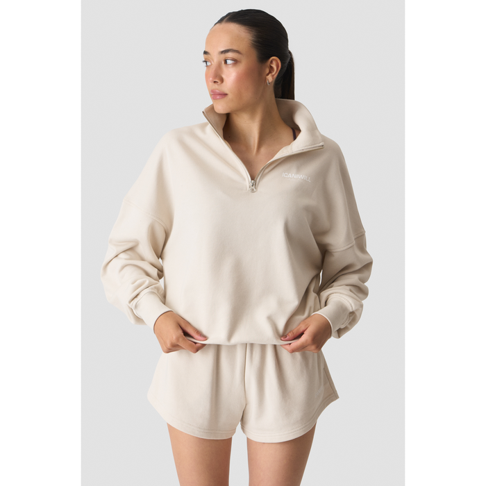 Everyday Terry Collegepaita 1/4 Zip Vaaleanbeige