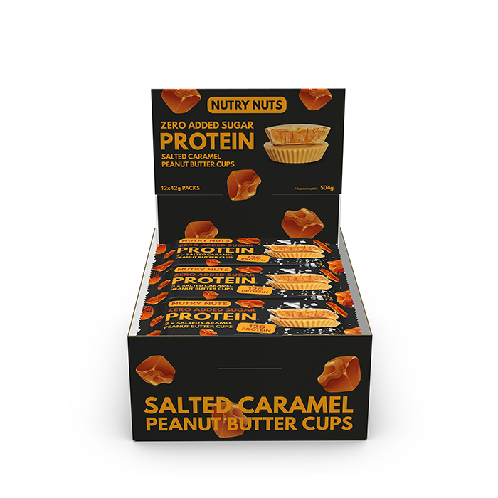 Box Nutry Nuts Protein Peanut Butter Cups 42 g Chocolate Hazelnut salted_caramel