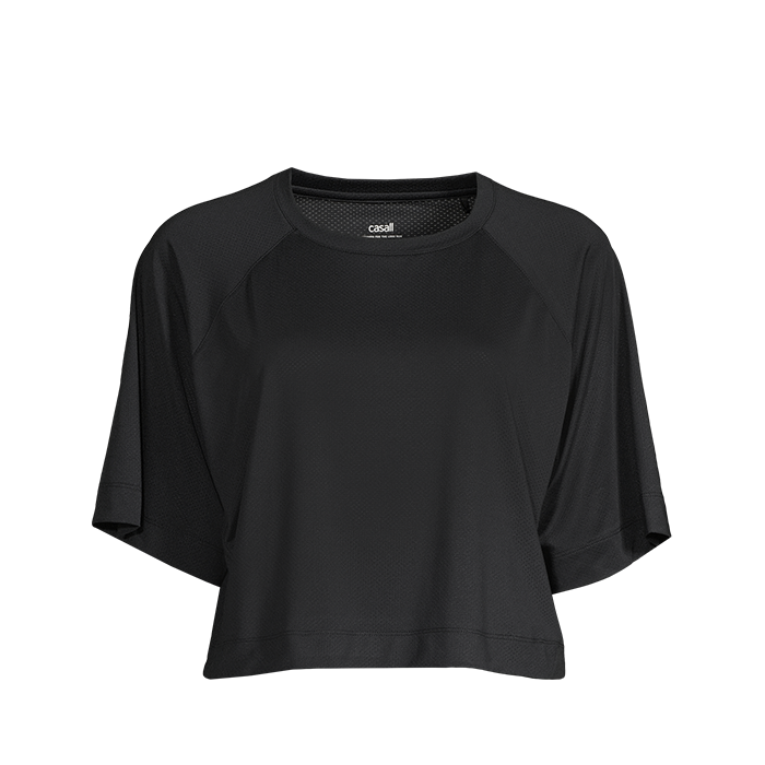Laser Mesh Crop Tee, Black — Casall Sportswear