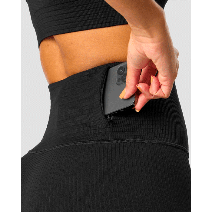 Ribbed Define Seamless Pocket Tights Musta