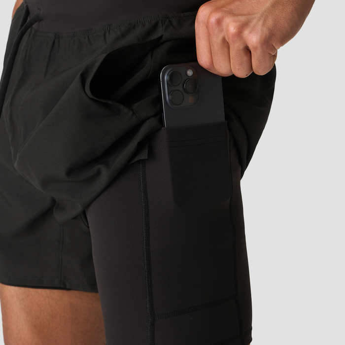 Workout 2-in-1 Shortsit 5 Tuumaa Musta