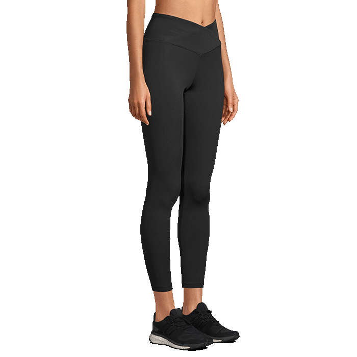 Overlap High Waist Tights, Black