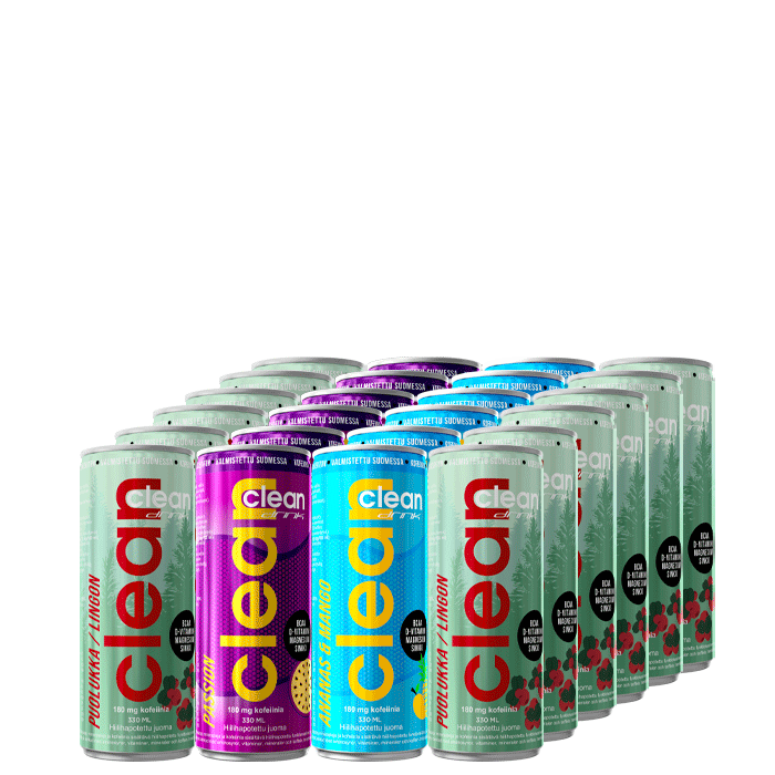 24 x Clean Drink, 330 ml, Eri makuja