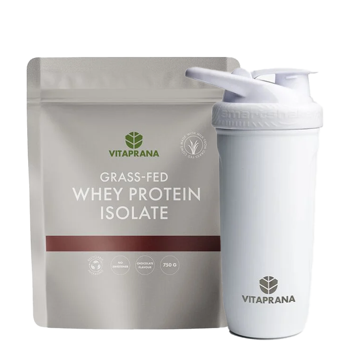 Grass-Fed Whey Protein Isolate 750 g + Stainless Steel Shaker White