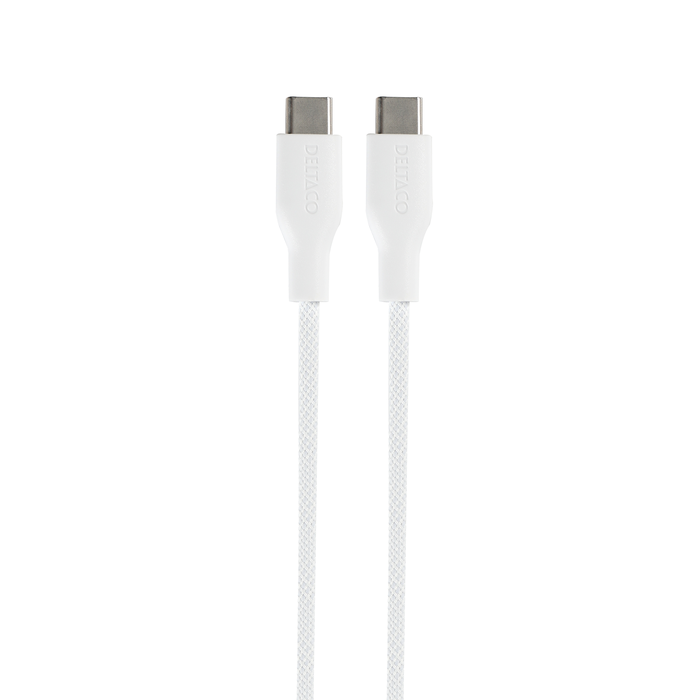 USB-C&ndash;USB-C Latauskaapeli Punottu 60 W Valkoinen 1 m