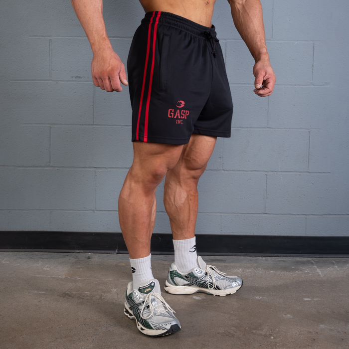 2 Stripe St. Mesh Shorts, Musta/Punainen