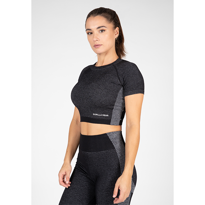 Selah Seamless Crop Top, Black
