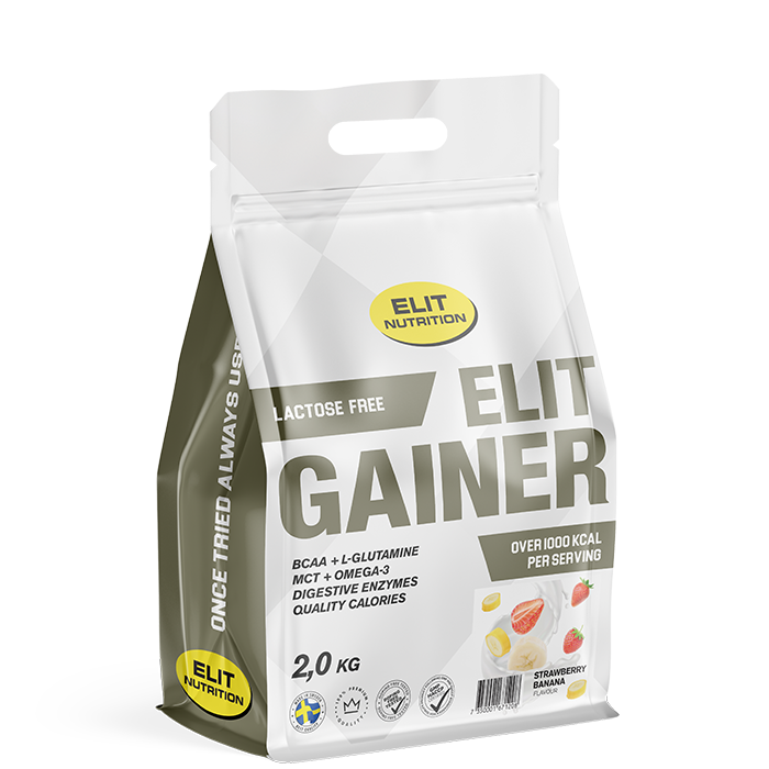 ELIT Gainer Laktoositon 2 kg strawberry_banana